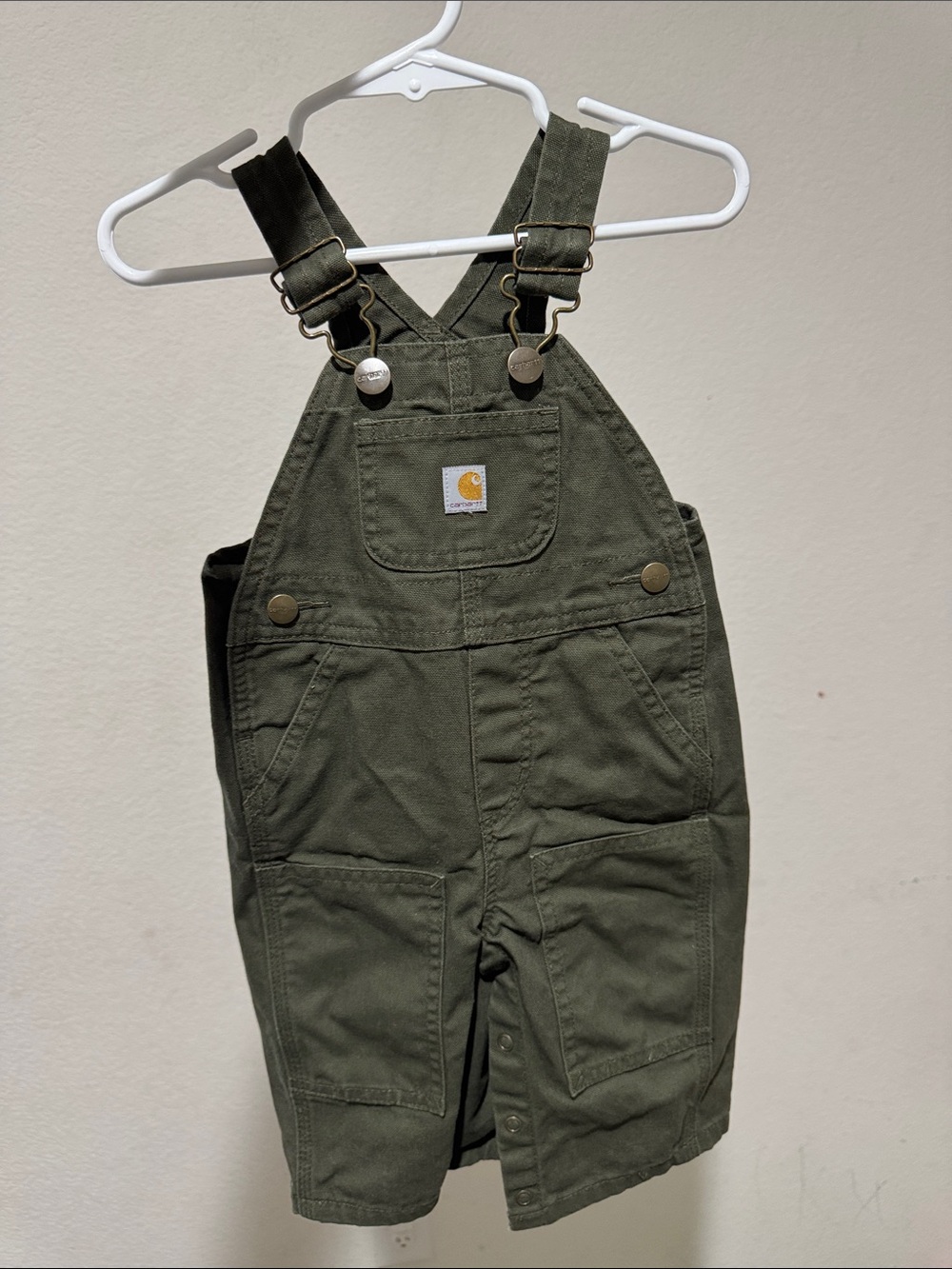 Carhartt Olive Canvas Kids Overall Shorts